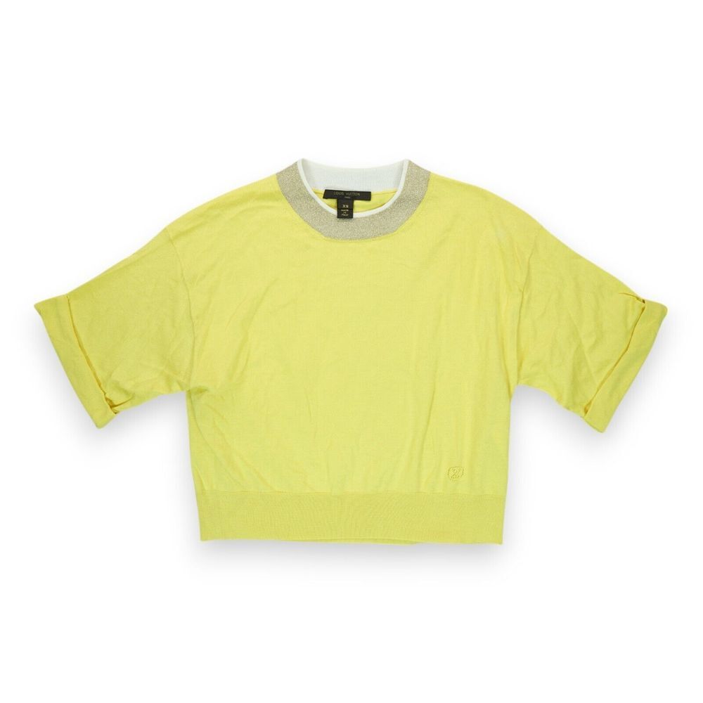 Louis Vuitton Girls Top Shirt Yellow Short Sleeve Golden‎ Neck Size XS 155/72A